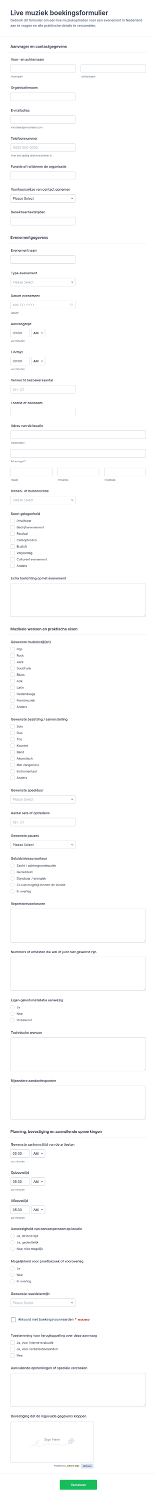 Live Muziek Boeking Survey