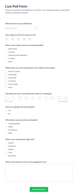 Live Poll Form Template
