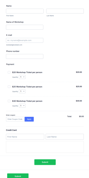 Live Workshop Registration Form Template