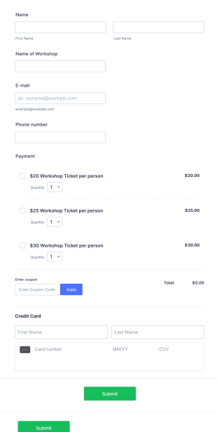 Live Workshop Registration Form Template