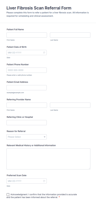 Liver Fibrosis Scan Referral Form Template