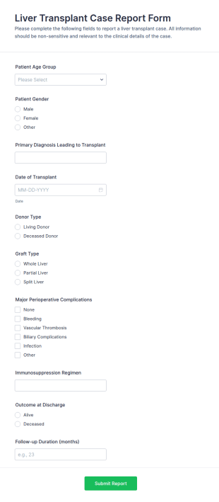 Liver Transplant Case Report Form Template