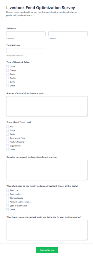 Livestock Feed Optimization Survey Form Template