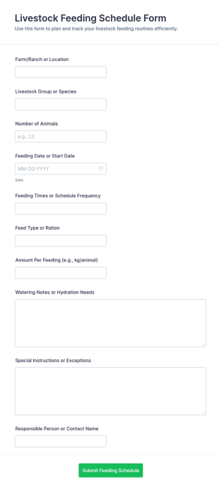 Livestock Feeding Schedule Form Template