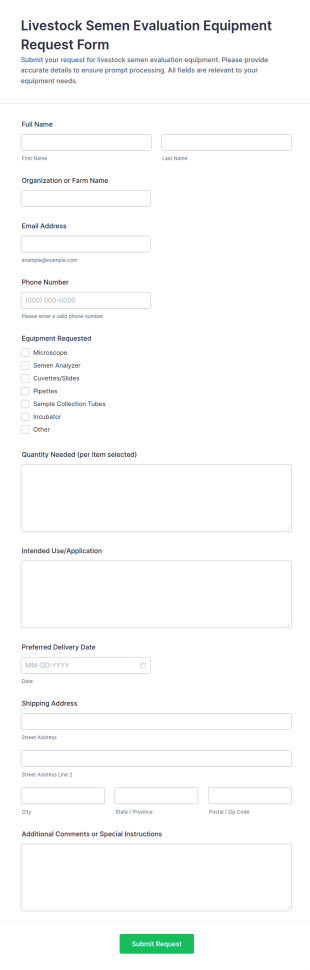 Livestock Semen Evaluation Equipment Request Form Template