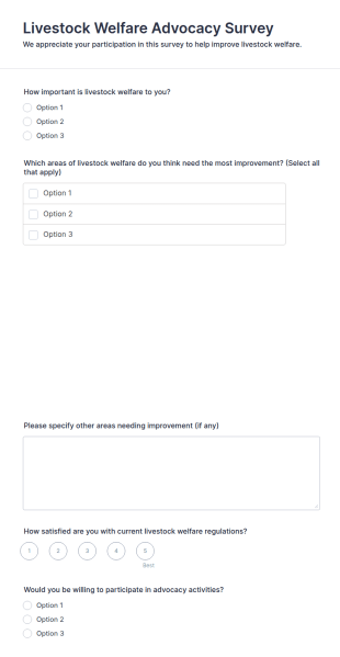 Livestock Welfare Advocacy Survey Form Template