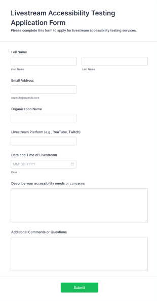 Livestream Accessibility Testing Application Form Template