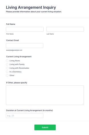 Living Arrangement Inquiry Form Template