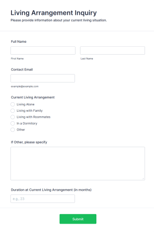 Living Arrangement Inquiry Form Template
