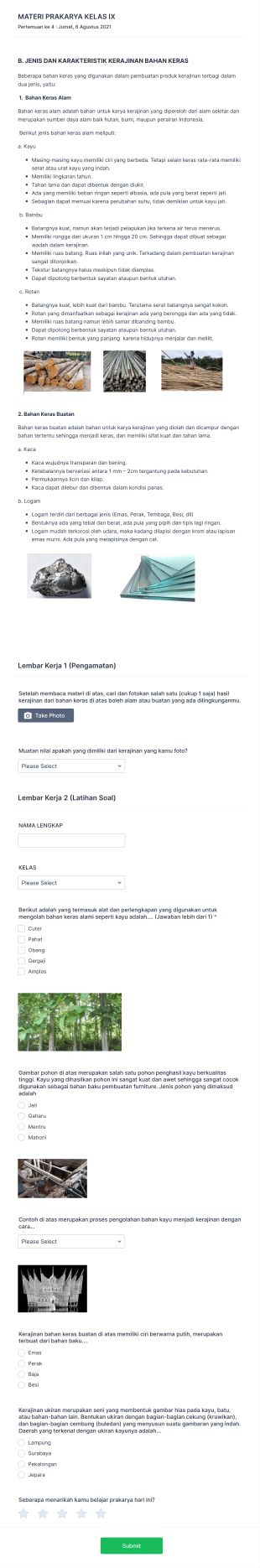 Lkpd Prakarya 1 Form Template