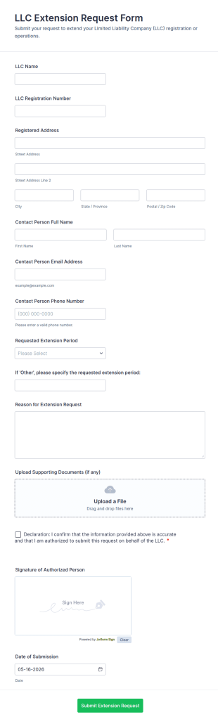 LLC Extension Request Form Template