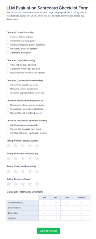 LLM Evaluation Scorecard Form Template