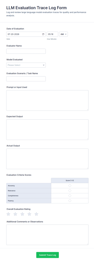 LLM Evaluation Trace Log Form Template