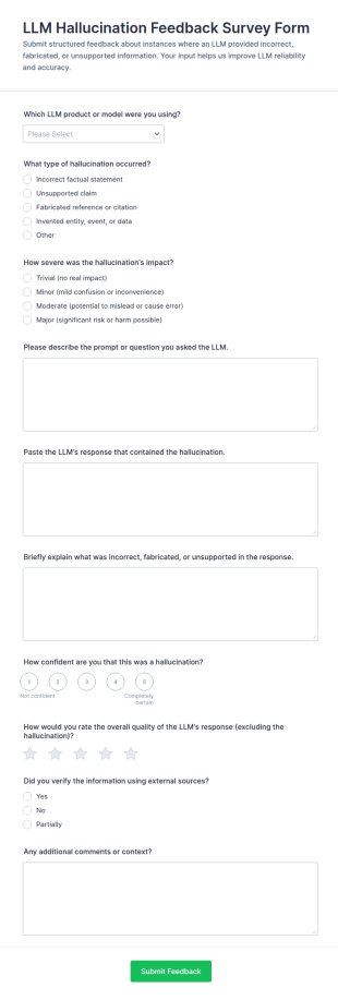 LLM Hallucination Feedback Form Template