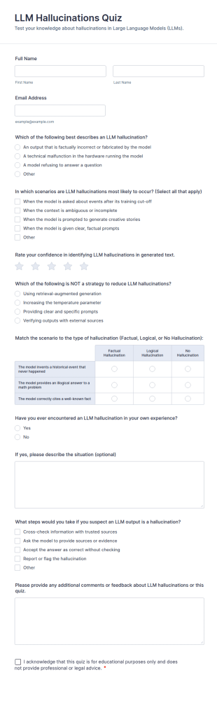 LLM Hallucinations Quiz Form Template