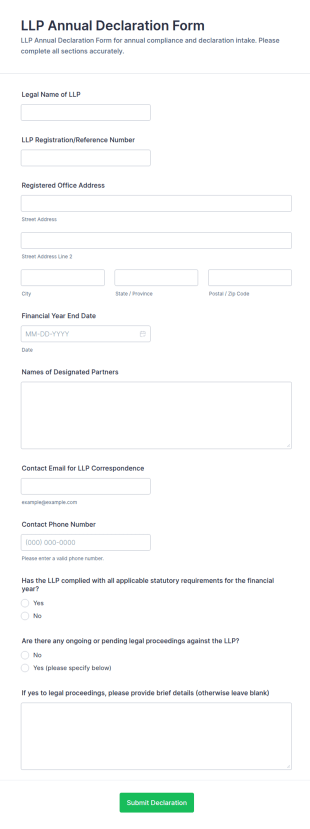 LLP Annual Declaration Form Template