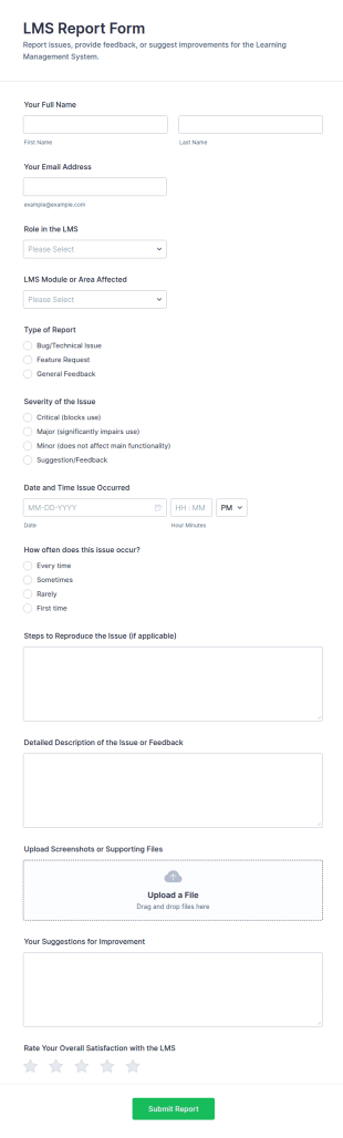 LMS Report Form Template