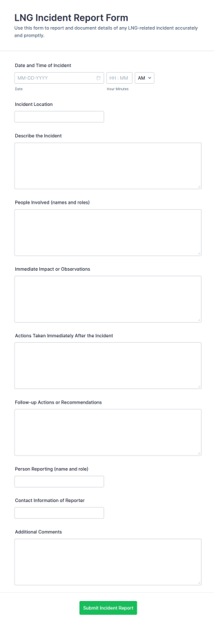 LNG Incident Report Form Template