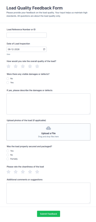 Load Quality Feedback Form Template