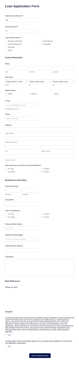 Loan Application Form Template