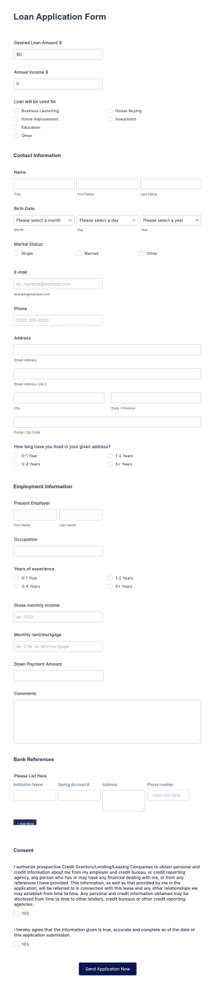 Loan Application Form Template