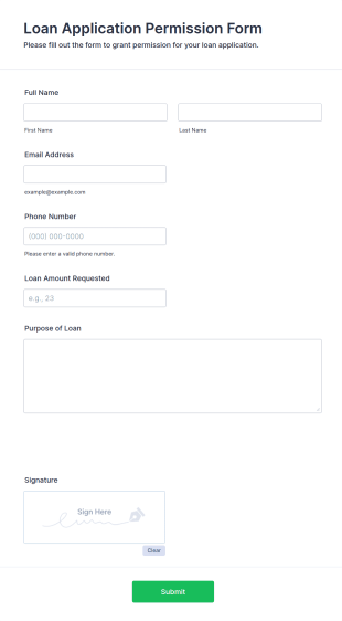 Loan Application Permission Form Template