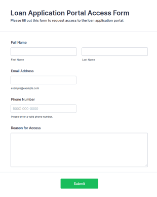 Loan Application Portal Access Form Template