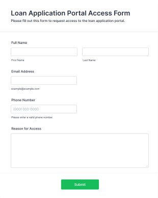 Loan Application Portal Access Form Template