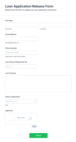 Loan Application Release Form Template
