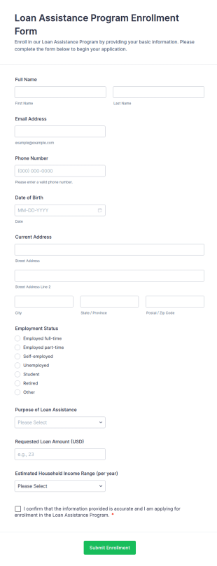 Loan Assistance Program Enrollment Form Template