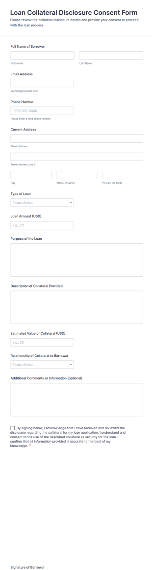 Loan Collateral Disclosure Consent Form Template