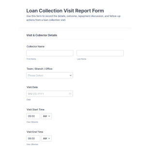 Loan Collection Visit Report Form Template