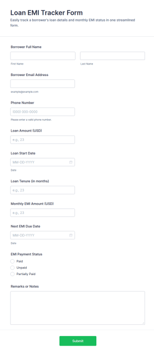 Loan EMI Tracker Form Template