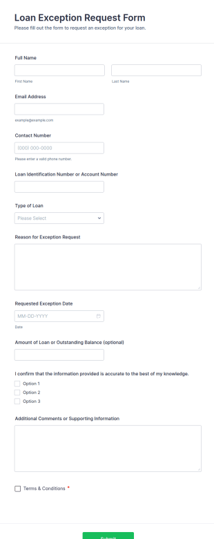 Loan Exception Request Form Template