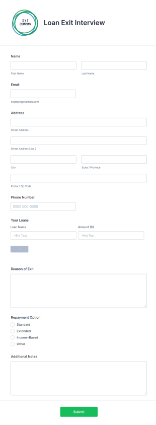 Loan Exit Interview Form Template