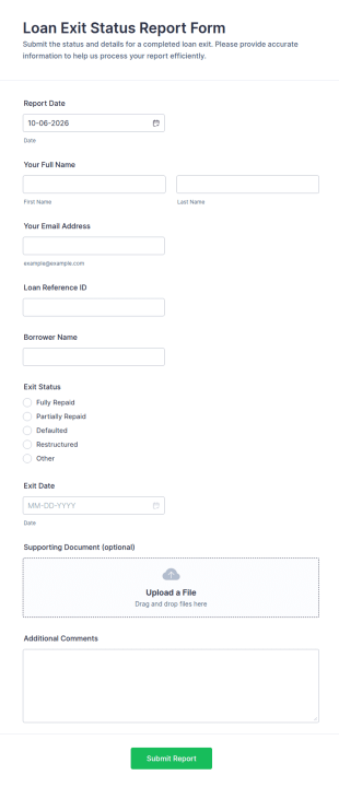 Loan Exit Status Report Form Template