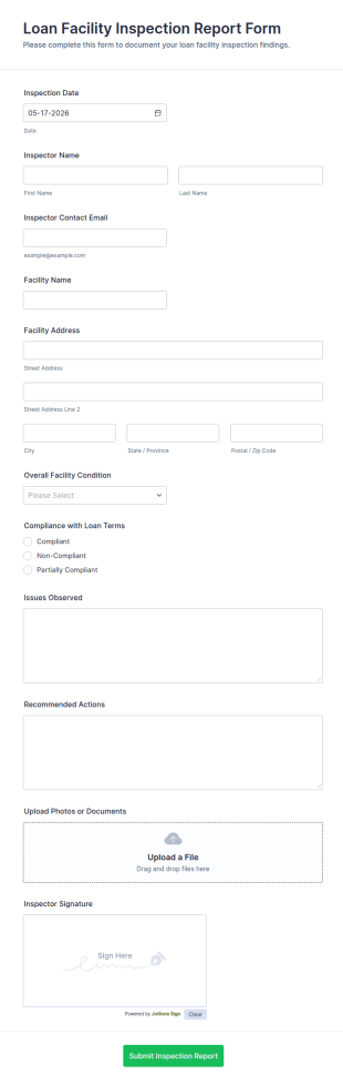 Loan Facility Inspection Report Form Template