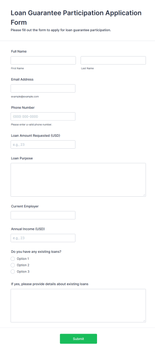 Loan Guarantee Participation Application Form Form Template