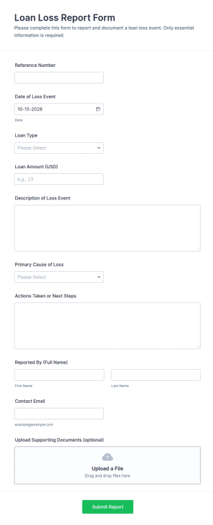 Loan Loss Report Form Template