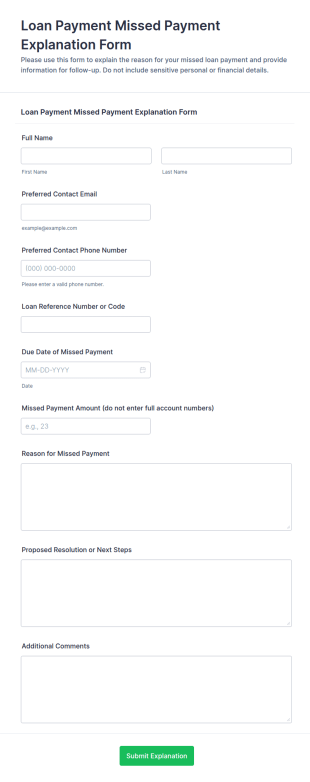 Loan Payment Missed Payment Explanation Form Template