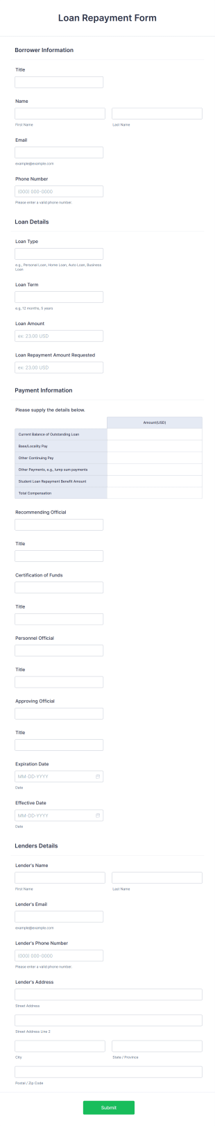 Loan Repayment Form Template