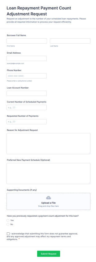 Loan Repayment Payment Count Adjustment Request Form Template