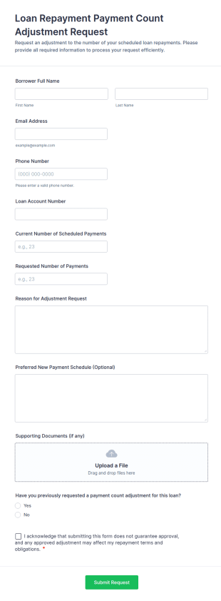 Loan Repayment Payment Count Adjustment Request Form Template