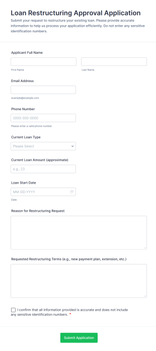 Loan Restructuring Approval Application Form Template