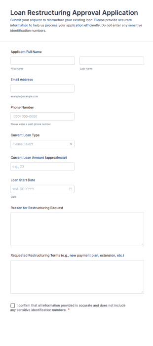Loan Restructuring Approval Application Form Template