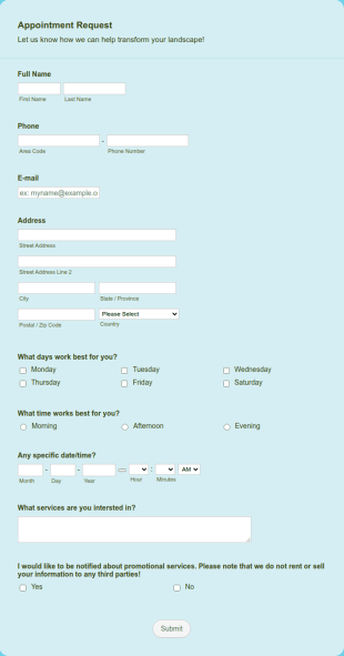 Loan Signing Appointment Request Form Template