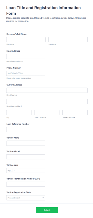 Loan Title And Registration Information Form Template