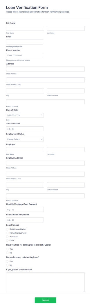 Loan Verification Form Template