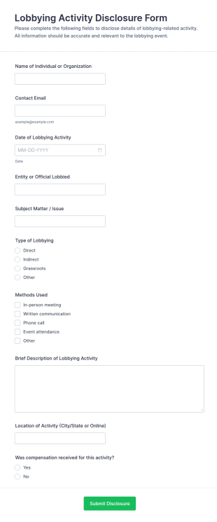 Lobbying Activity Disclosure Form Template