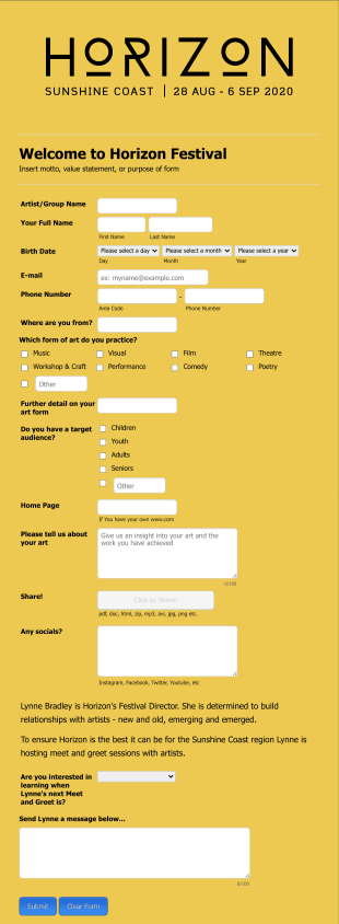 Local Artist Engagement Form Template
